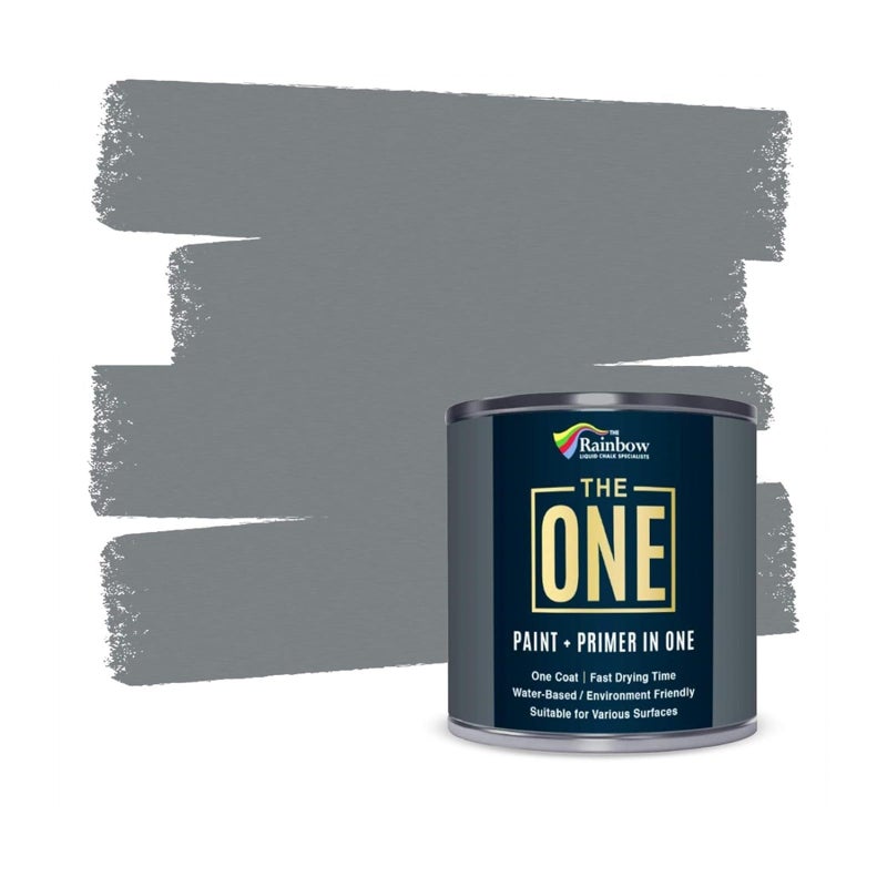THE ONE All-In-One Paint & Primer - Grey Satin, 8.5 Fl Oz/250ml | 1 Coat Formula | Easy Indoor & Outdoor Decorating for Home & Garden Walls, Floors & Furniture | Water-Based & Low VOC - Image 1